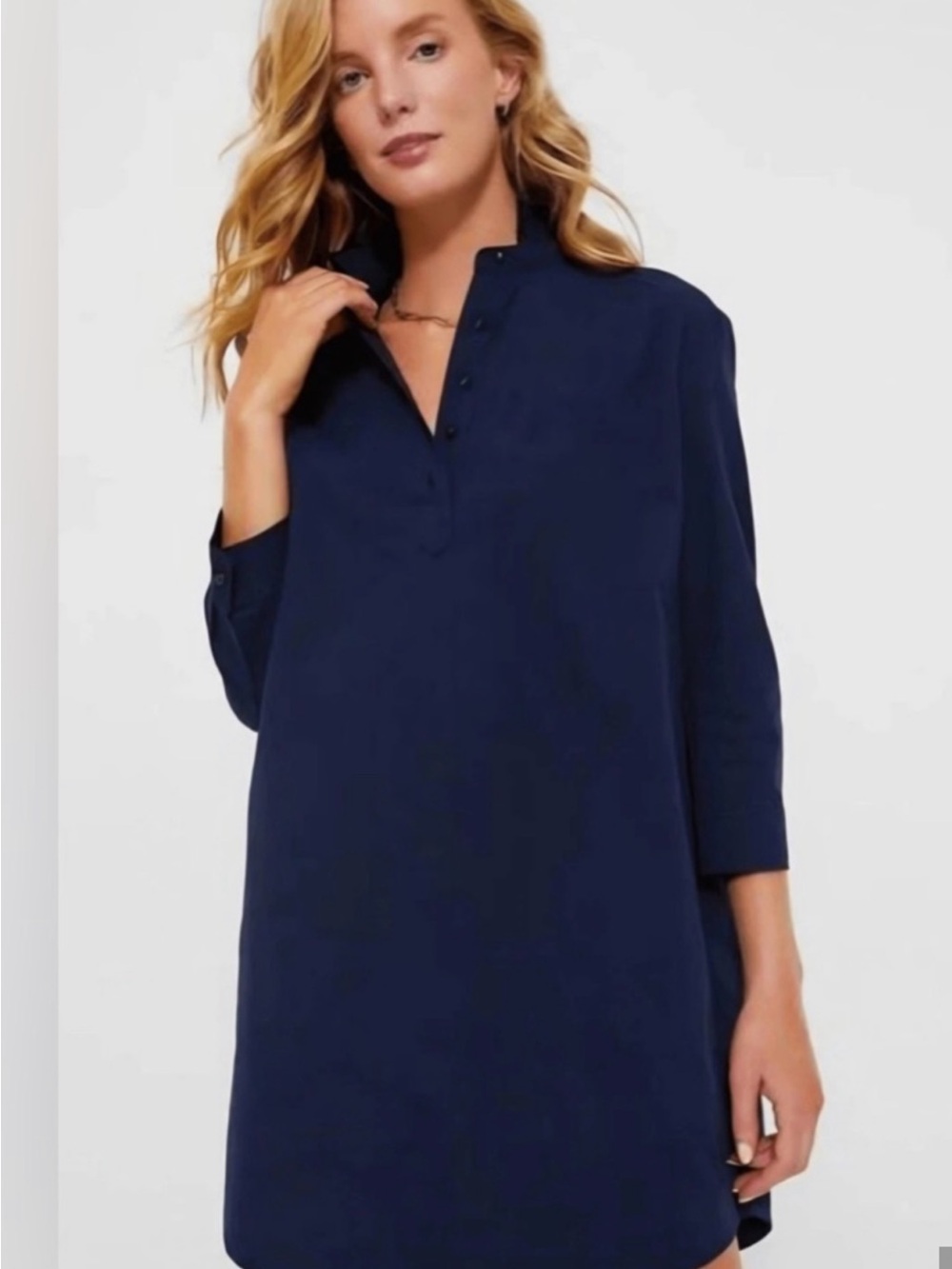 Tuckernuck Pomander Place Polly Navy Blue  Lagenlook Tunic Dress SZ XS
